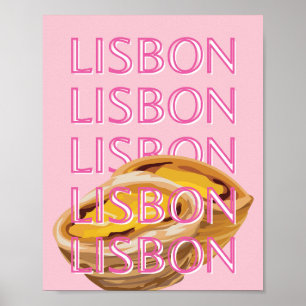 Póster Lisboa Travel Art, Portugal, Pink, Preppy