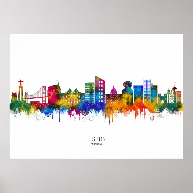Póster Lisbon Portugal Skyline (Frente)