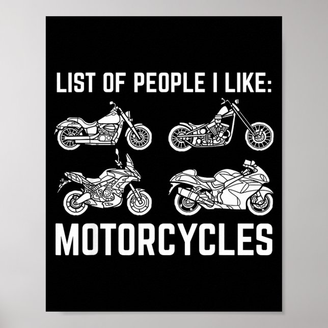 Póster List Of People I Like Motorcycles Funny Rider &amp (Frente)