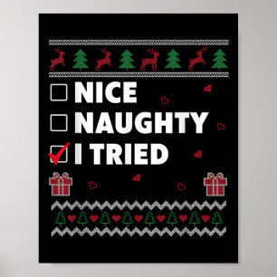 Póster Lista Bonita Traviesa Diseño Feo de Navidad Divert