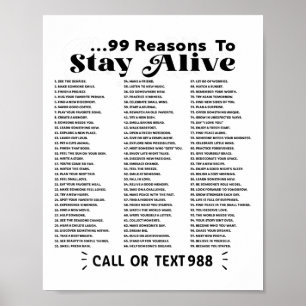 Póster Lista de 99 razones para seguir vivo - Salud Menta