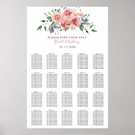 Póster Lista de asientos boda de color rosa rosa rosa ele