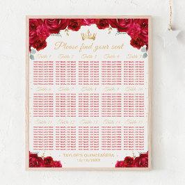 Póster Lista de asientos de mesa de la princesa roja Quin