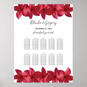 Póster Lista de asientos del Boda del Plumeria Rojo Frang