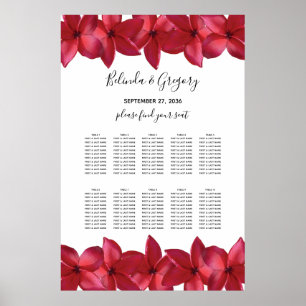 Póster Lista de asientos del Boda del Plumeria Rojo Frang