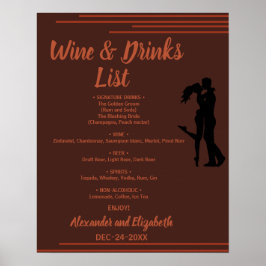 Póster Lista de Bebidas Oscuras y Terrosas para Boda de N