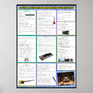 Póster Lista de comprobación de grabación y mezcla en c