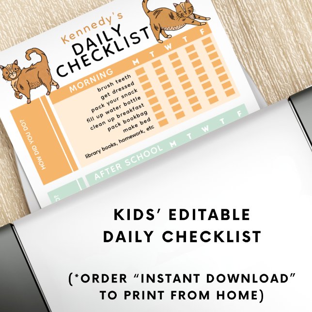 Póster Lista de comprobación de tareas diarias para niños (Subido por el creador)