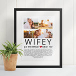 Póster Lista De Cosas De Collage de fotos Inteligentes Qu<br><div class="desc">Compila una lista de las cosas que te gustan de tu esposa,  agrega algunas fotos favoritas y tienes un regalo que ella valorará! Perfecto para cumpleaños y Navidades,  aniversarios y también El día de San Valentín (H)</div>