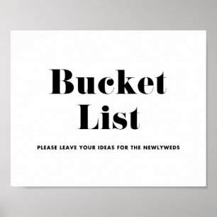 Póster Lista de cubo del Boda de tipografía retro negrita