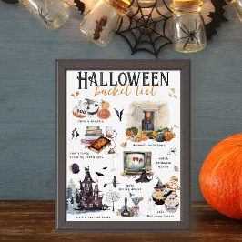 Póster Lista de cubos de Halloween | Ilustraciones acuare