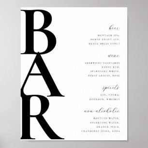 Póster Lista de menús de barra moderna