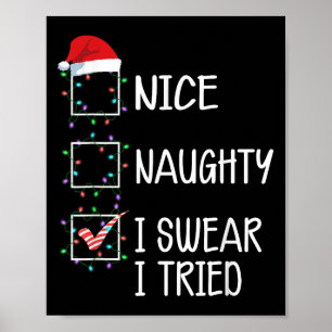 Póster Lista de Navidad Divertida Bueno Malo Juro Que Lo 