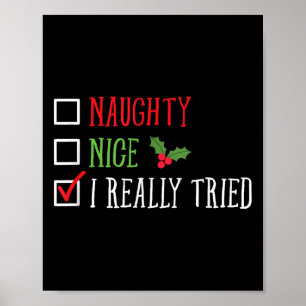 Póster Lista de Navidad Divertida Probé de Verdad Malo Bu