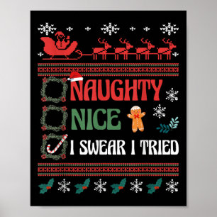 Póster Lista de Navidad Nice Naughty Lo Juro Intenté Coin