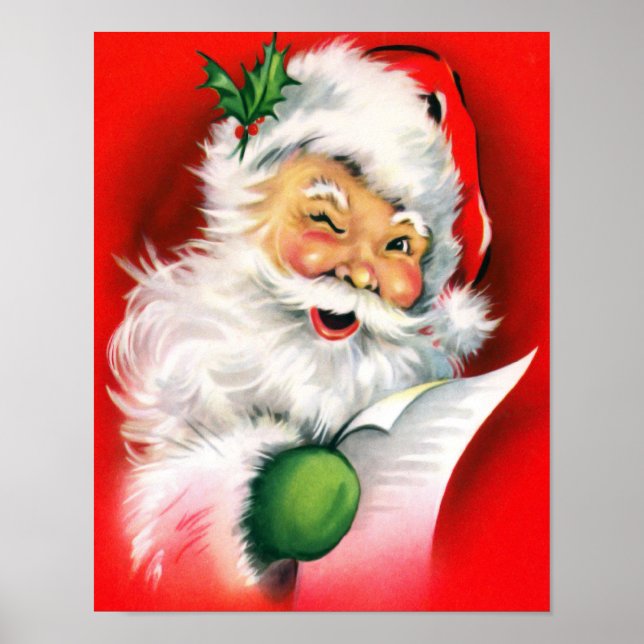 Póster Lista de Navidades de Winking Santa (Frente)