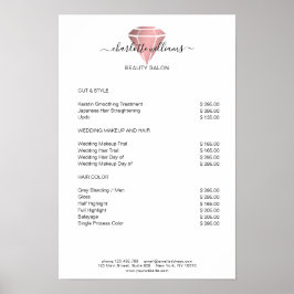 Póster Lista de precios de diamantes de oro rosa moderno 