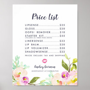 Póster Lista de precios de distribuidor de producto de la