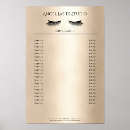 Póster Lista de precios de extensiones de pestañas para e