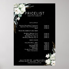 Póster Lista de precios de flores blancas modernas y eleg