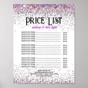 Póster Lista de Precios de Glitter de Lujo para Maquillad