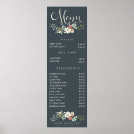 Póster Lista de Precios de Menú de Spa Salón de Belleza I