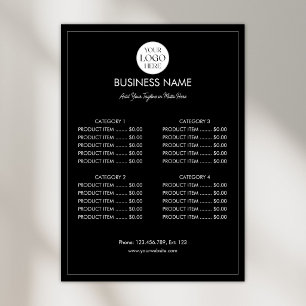 Póster Lista de precios de menú moderno con logotipo empr