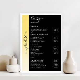 Póster Lista de precios de Ombre, Beige, Amarillo y Negro