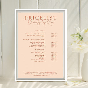 Póster Lista de Precios de Peach, Salón Elegante