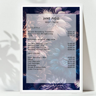 Póster Lista de precios de salón boho floral moderno