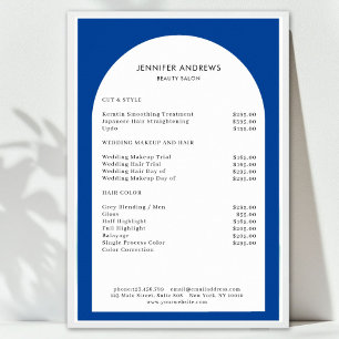 Póster Lista de precios de salón de belleza arco minimali