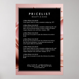 Póster Lista de Precios de Salón de Belleza Blush Pink