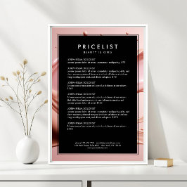 Póster Lista de Precios de Salón de Belleza Blush Pink