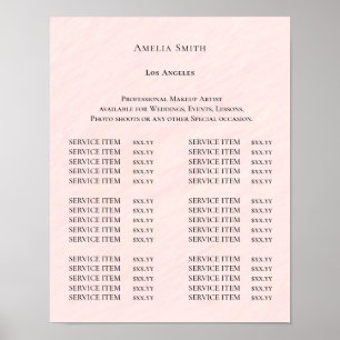 Póster Lista de precios de salón de belleza elegante mode