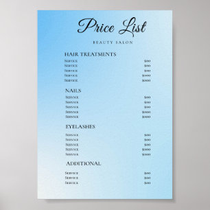 Póster Lista de precios de salón de belleza elegante mode