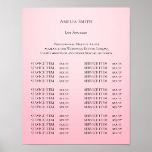 Póster Lista de precios de salón de belleza elegante mode