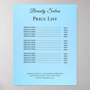 Póster Lista de precios de salón de belleza elegante mode