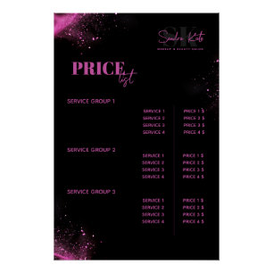 Póster Lista de precios de salón de belleza MUA cabello n