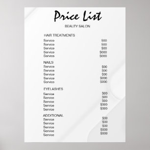 Póster Lista de precios de salón de belleza vintage