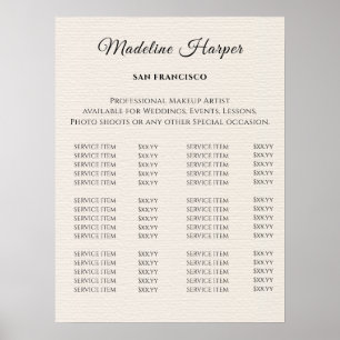 Póster Lista de precios de salón de belleza vintage