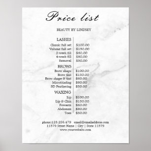 Póster Lista de precios de salón de belleza vintage
