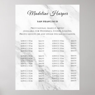 Póster Lista de precios de salón de belleza vintage