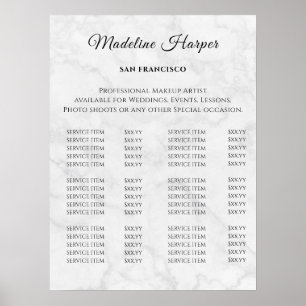 Póster Lista de precios de salón de belleza vintage