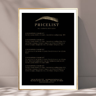 Póster Lista de precios de salón de cejas minimalista ele