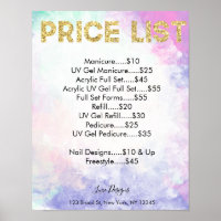 Lista de precios de salón de uñas acuarela, Pos gl