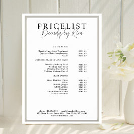 Póster Lista de Precios de Salón Elegante Minimalista Bla