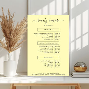 Póster Lista de precios de salón simple moderno  