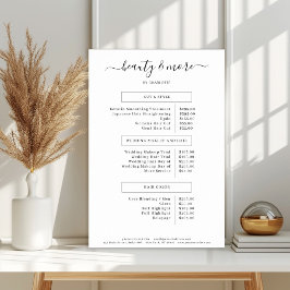 Póster Lista de precios de Salón Simple Moderno