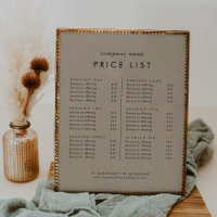 Lista de precios de servicios comerciales de moda 