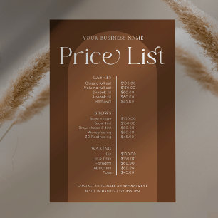 Póster Lista de precios de uñas de cabello de terracota m
